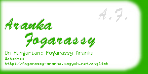 aranka fogarassy business card
